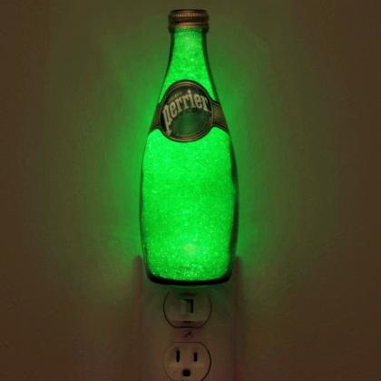 11oz Perrier Night Light Accent Lamp Eco Led Glass..