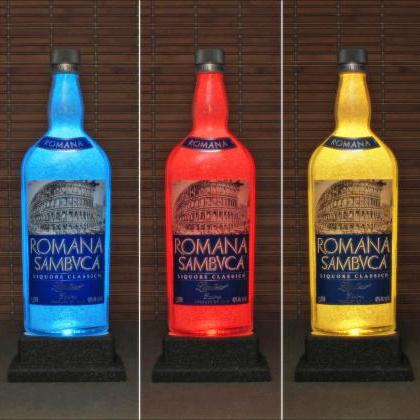 Romana Sambuca Liqueur Italy Color Changing Bottle..