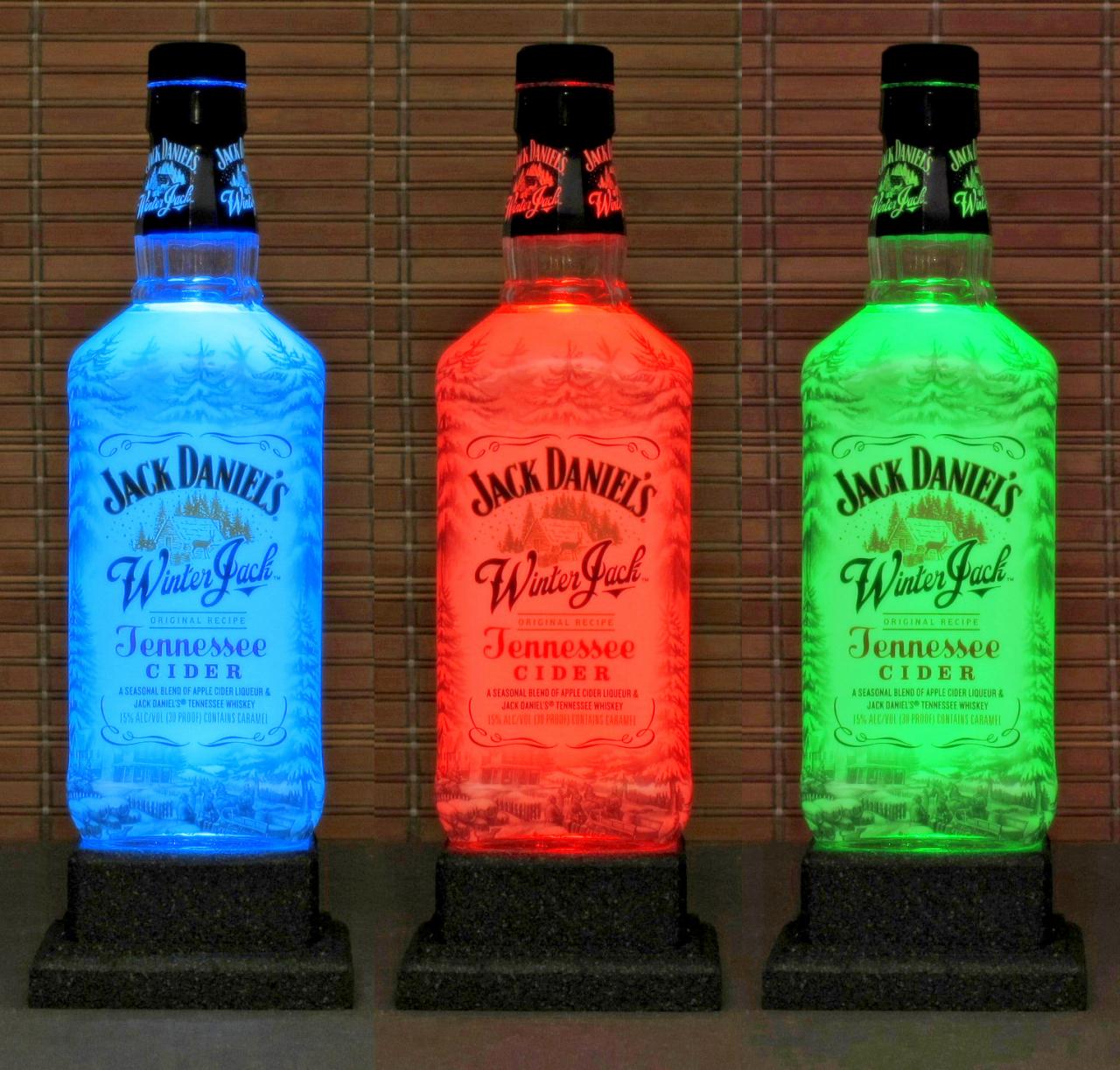 Jack Daniels Winter Cider Color Changing LED Remote Controlled Bottle Lamp Bar Light Bodacious Bottles