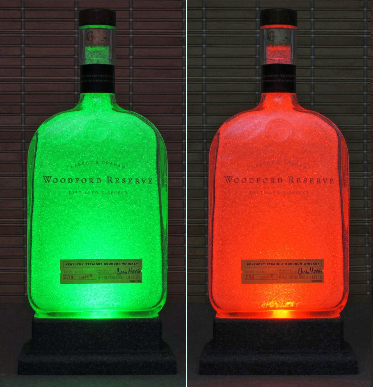 Woodford Reserve Kentucky Bourbon Whiskey Color Changing LED Remote Control Eco LED Bottle Lamp Bar Light