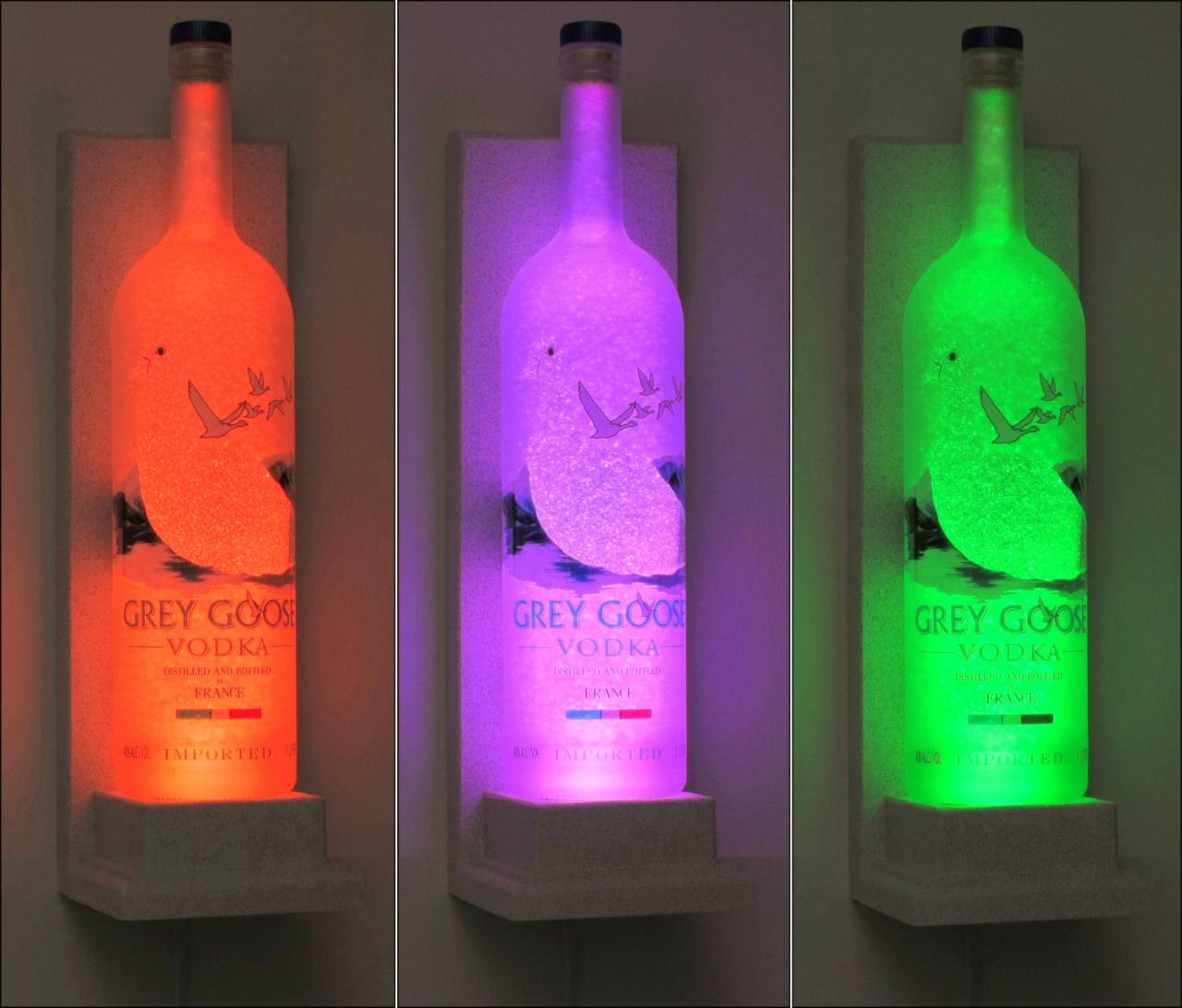 Grey Goose Vodka Wall Mount Sconce Color Changing Led Remote Control Bottle Lamp Bar Light Bodacious Bottles