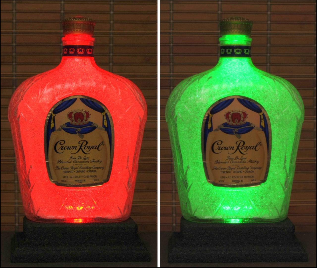 Crown Royal Whiskey 1 Liter Color Changing Led Remote Control Eco Led Bottle Lamp Bar Light Intense Sparkle-bodacious Bottles-