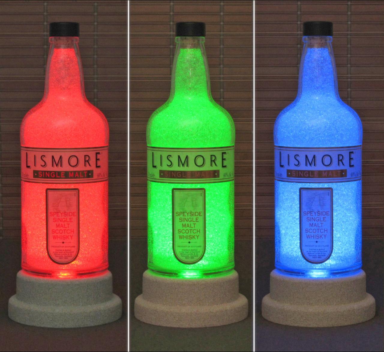 Lismore Single Malt Scotch Whiskey Bottle Lamp Color Changing Led Remote Controlled Bar Light Intense Sparkle-bodacious Bottles-