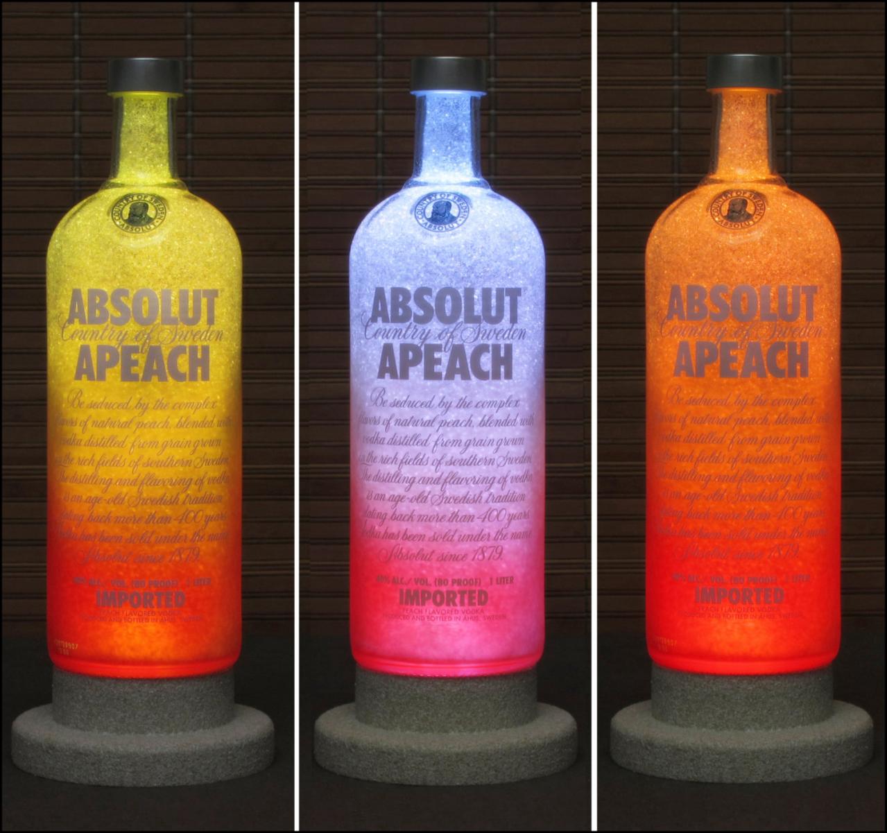 Absolut Apeach Peach Vodka Bottle Lamp Color Changing Led Remote Controlled Eco Led Bar Light Intense Sparkle-bodacious Bottles-