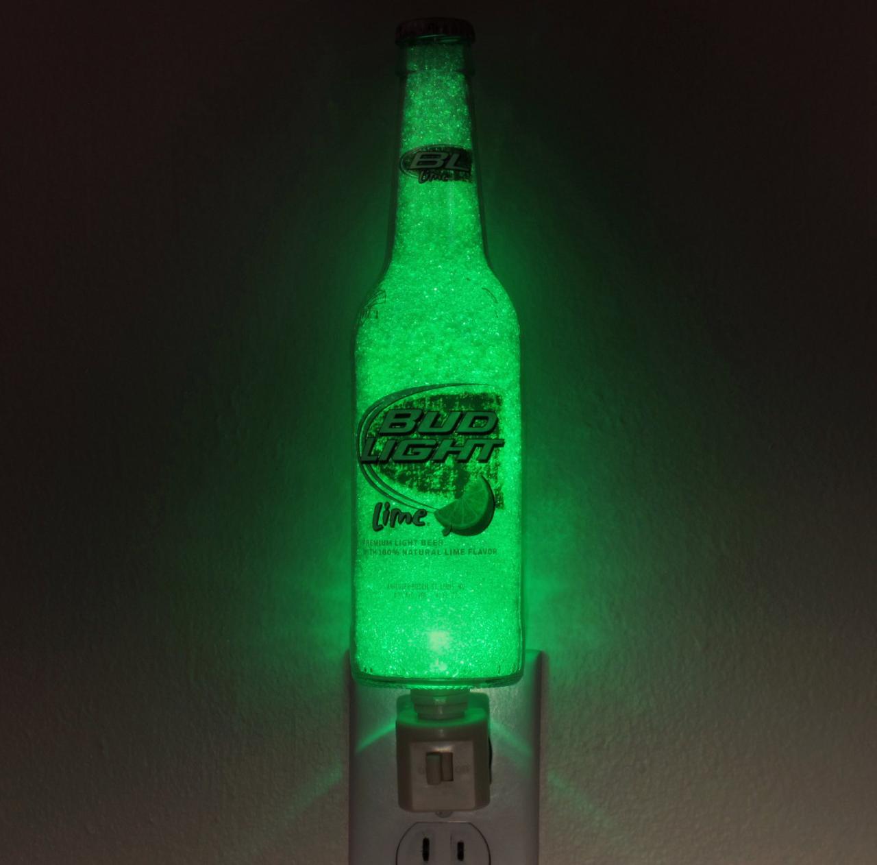 Bud Lime Beer 12oz Led Night Light Bottle Lamp Glow Bar Man Cave Light Sign