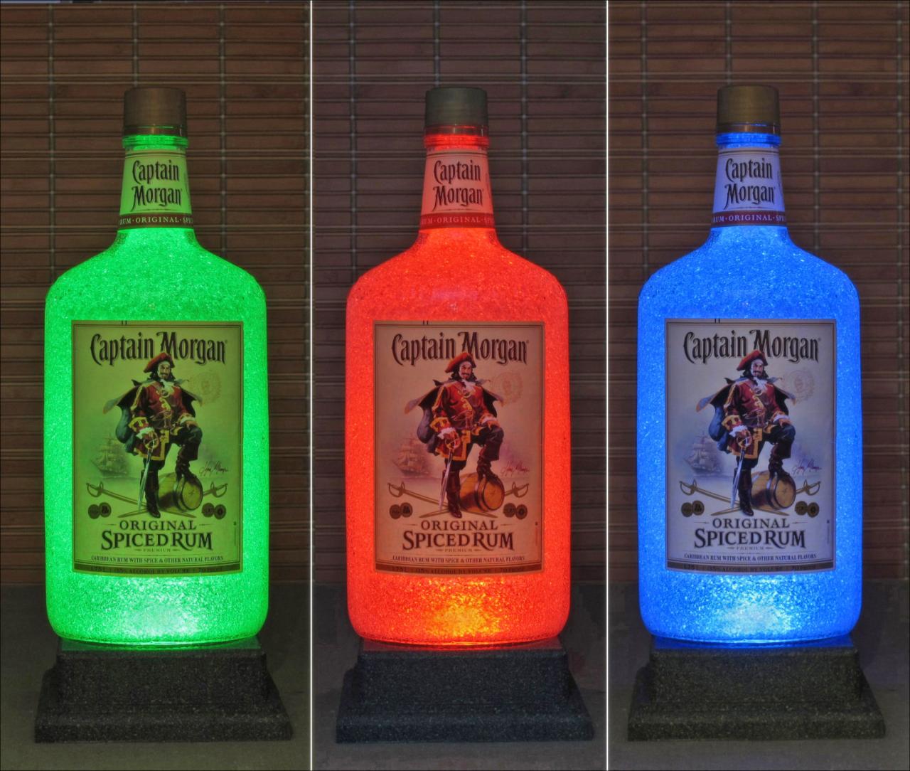 Captain Morgan 1.75 Liter LED Color Changing Bottle Lamp Bar Light Man Cave