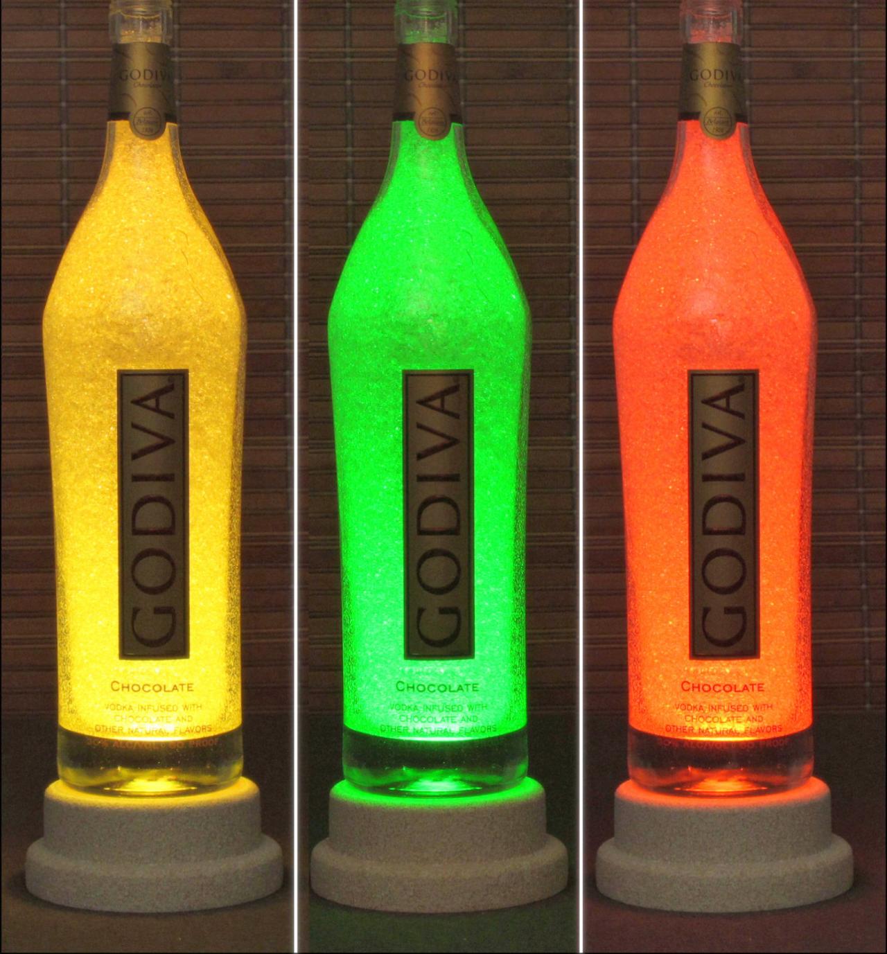 Godiva Chocolate Infused Vodka Color Changing Led Remote Controlled Bottle Lamp Light
