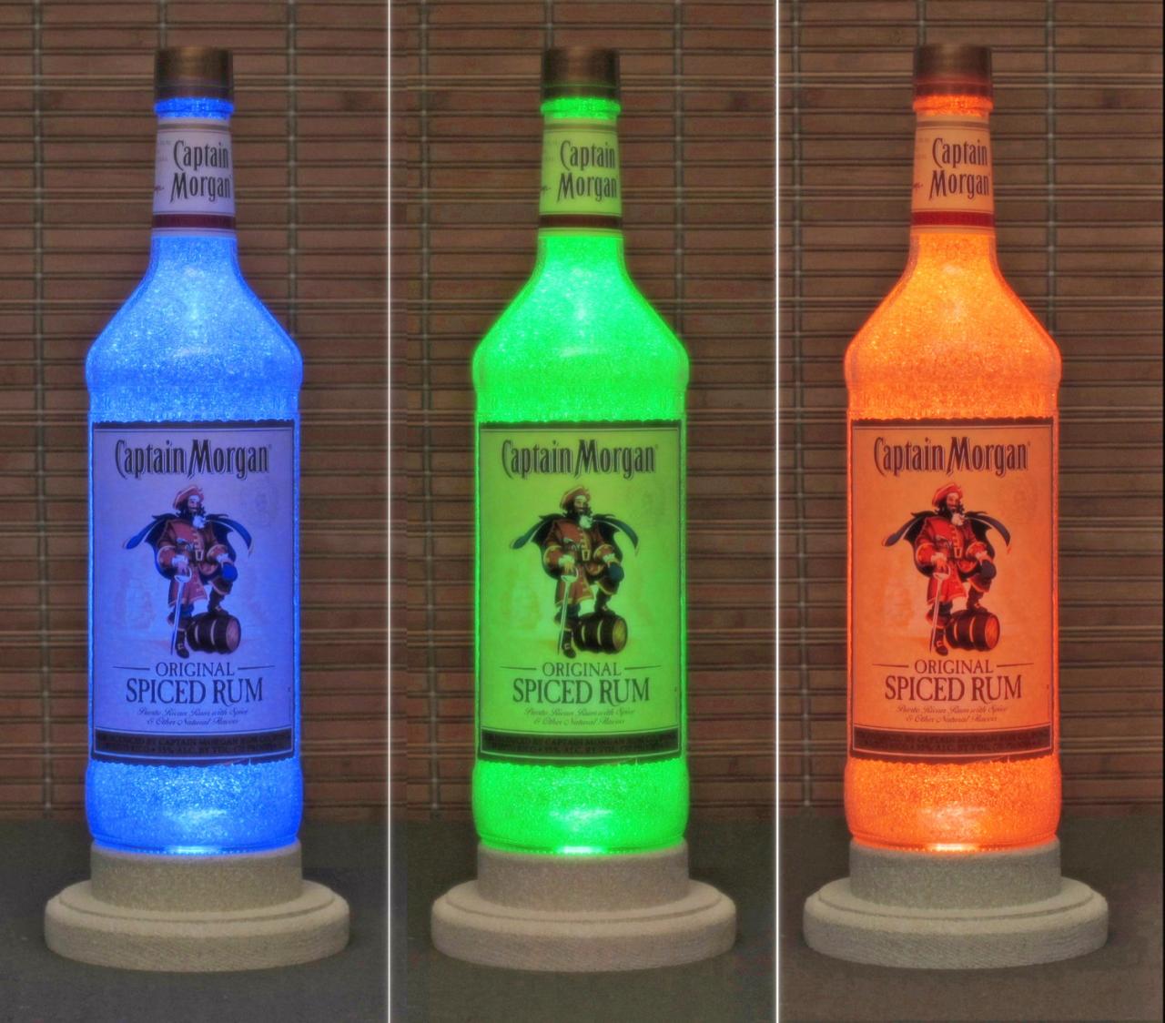 Captain Morgan Rum Color Changing Led Remote Controlled Bottle Lamp Bar Light Fathers Day Bodacious Bottles-