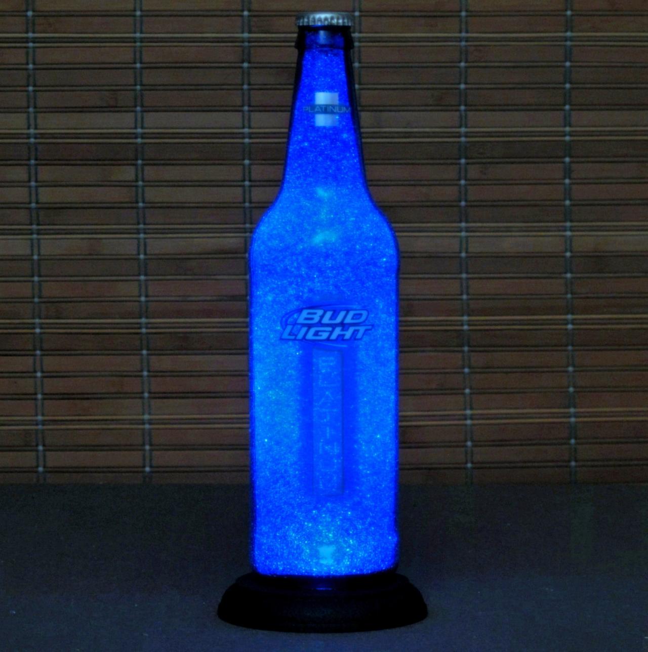 Big 22oz Bud Platinum Blue Beer Bottle Lamp Bar Light