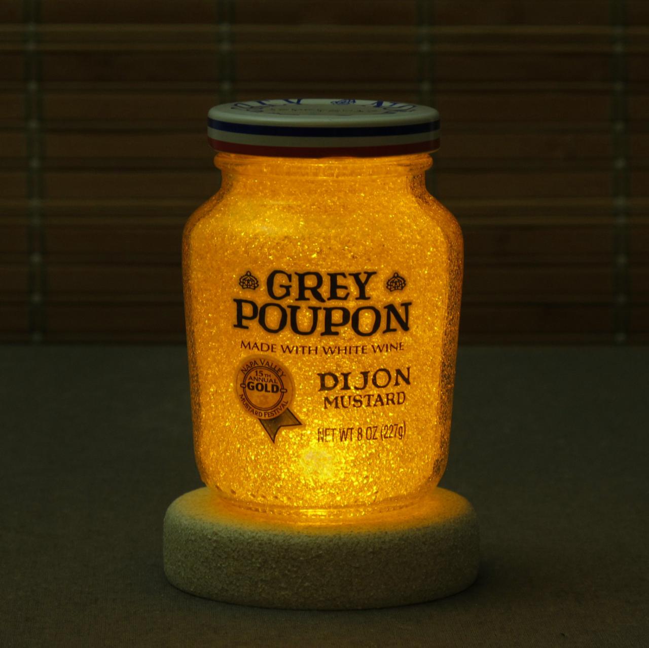Grey Poupon Night Light Accent Lamp Corded With Switch Eco Led Diamond Like Glass Crystal Coating On Interior