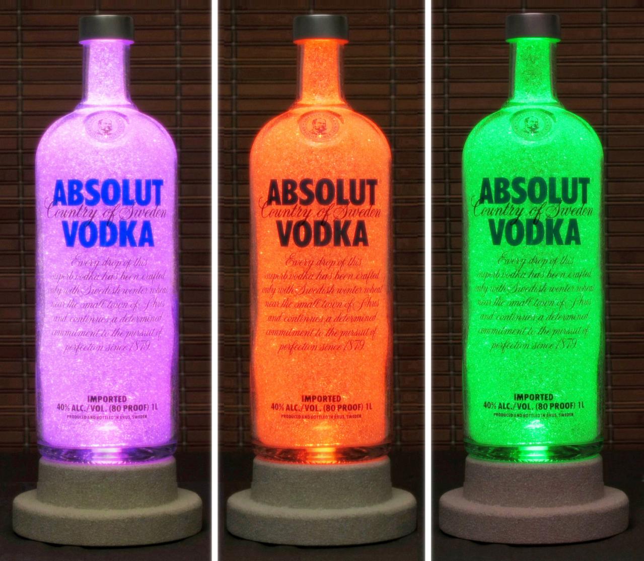 Absolut Vodka Color Changing Led Bottle Lamp Remote Control Bar Light Intense Sparkle-bodacious Bottles-