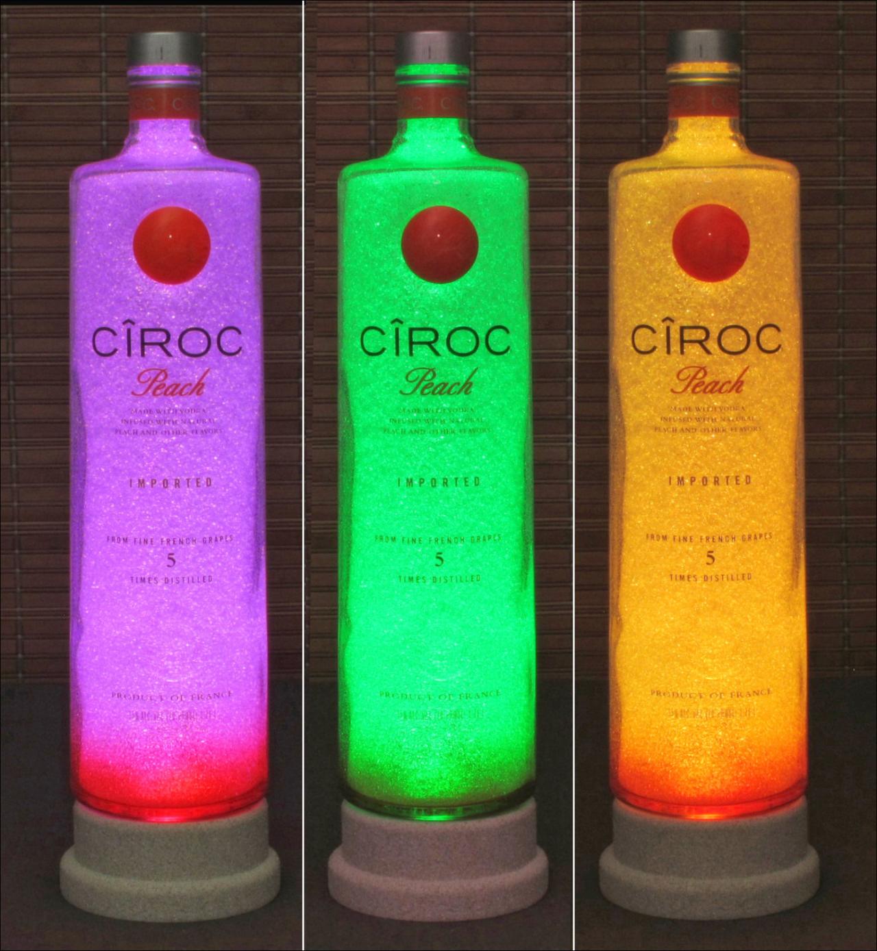 Ciroc Peach French Vodka Big 1.75 Liter Remote Led Color Change Bottle Lamp Bar Light Mancave