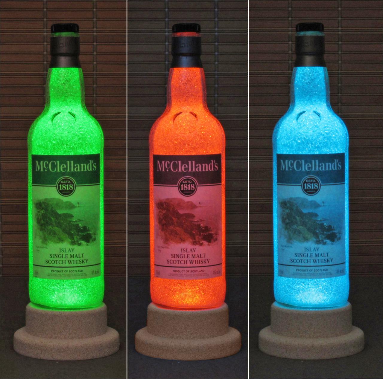 Mcclelland's Islay Single Malt Scotch Whisky Color Change Led Bottle Lamp Light Remote Bar Bodacious Bottles