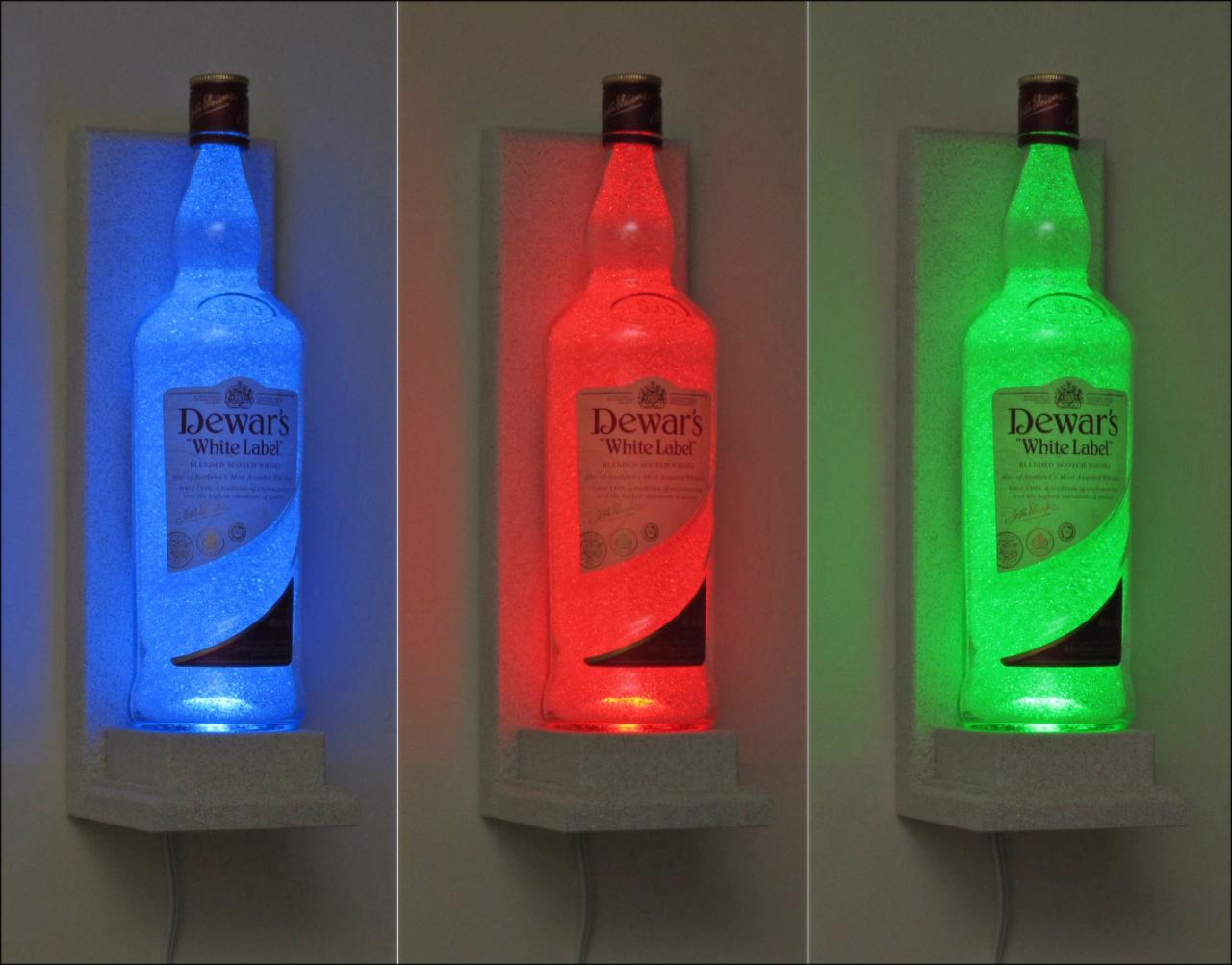 Dewars Irish Scotch Whiskey Wall Mount Color Changing Led Remote Controlled Sconce Bottle Lamp Bar Light Bodacious Bottles-
