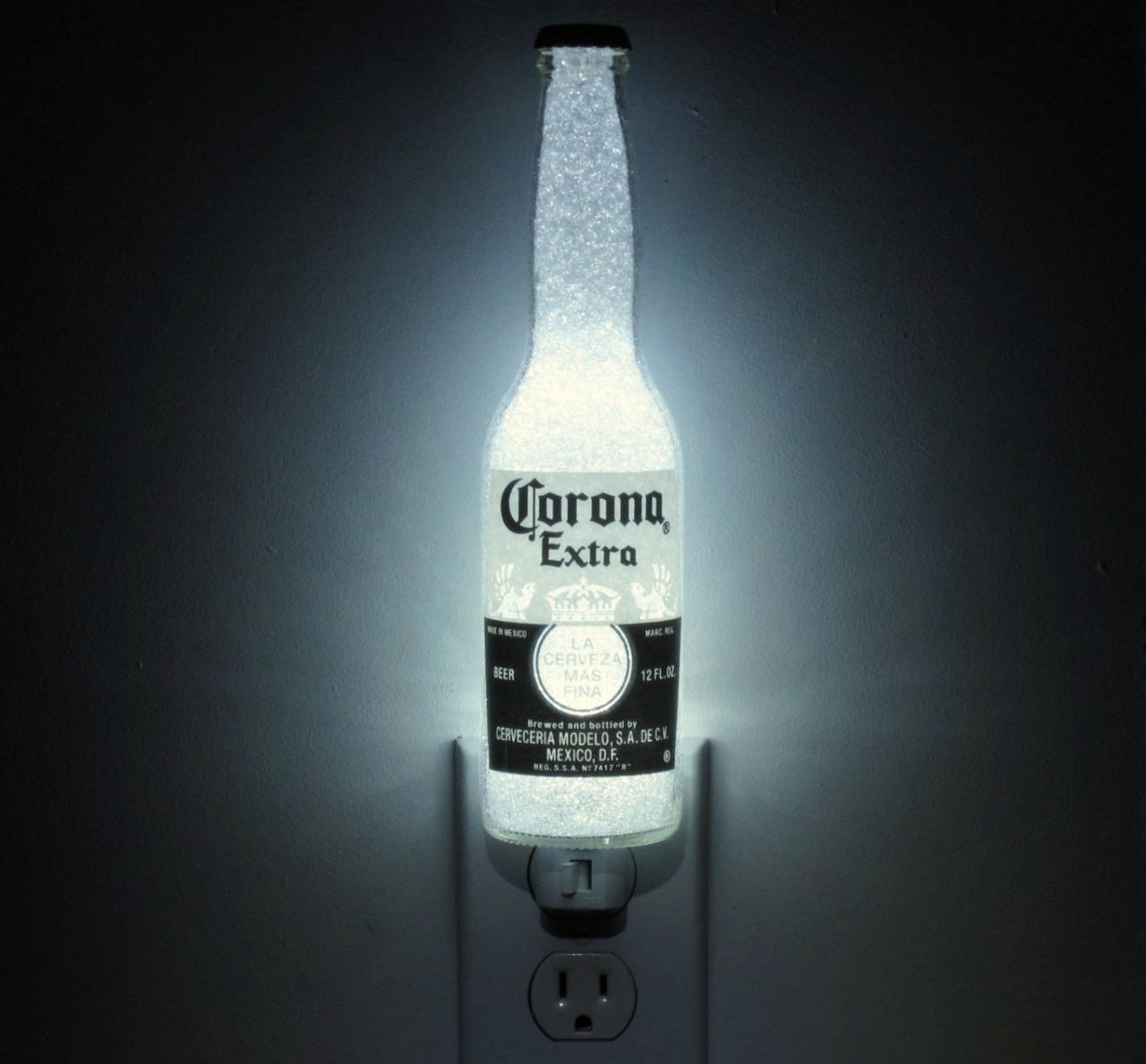 Corona Beer 12oz Night Light Accent Lamp Eco Led Diamond Like Glass Crystal Coating On Interior