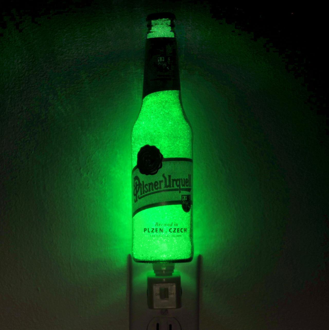 Urquell Pilsner Beer 12oz Night Light / Accent Lamp- Video Demo- Eco Led..."diamond Like" Glass Crystal Coating On Interior