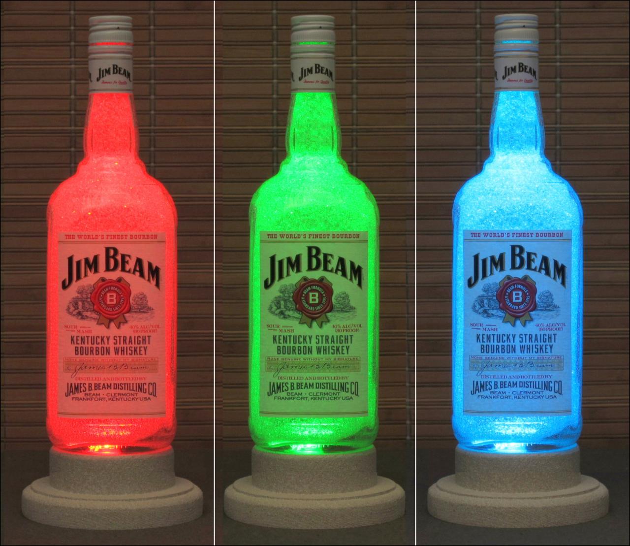 Jim Beam Whiskey Color Changing Led Remote Controlled Eco Friendly Rgb Led Bottle Lamp/bar Light / Intense Sparkle-bodacious Bottles-