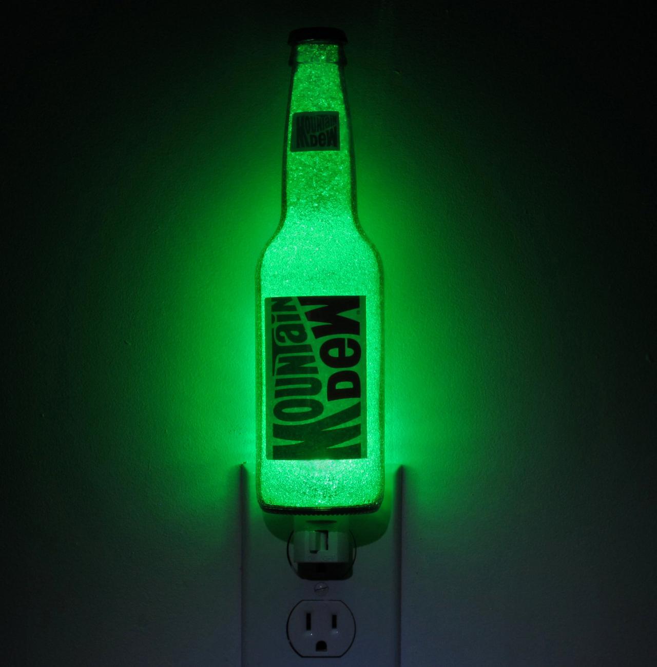 Mountain Dew Glass 12oz Led Night Light Bottle Lamp Glow Bar Man Cave Light Sign