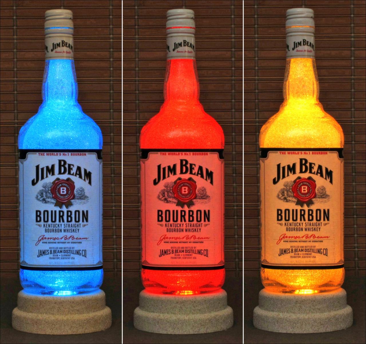 Jim Beam Kentucky Whiskey Color Changing LED Remote Control Liquor Bottle Lamp Bar Light