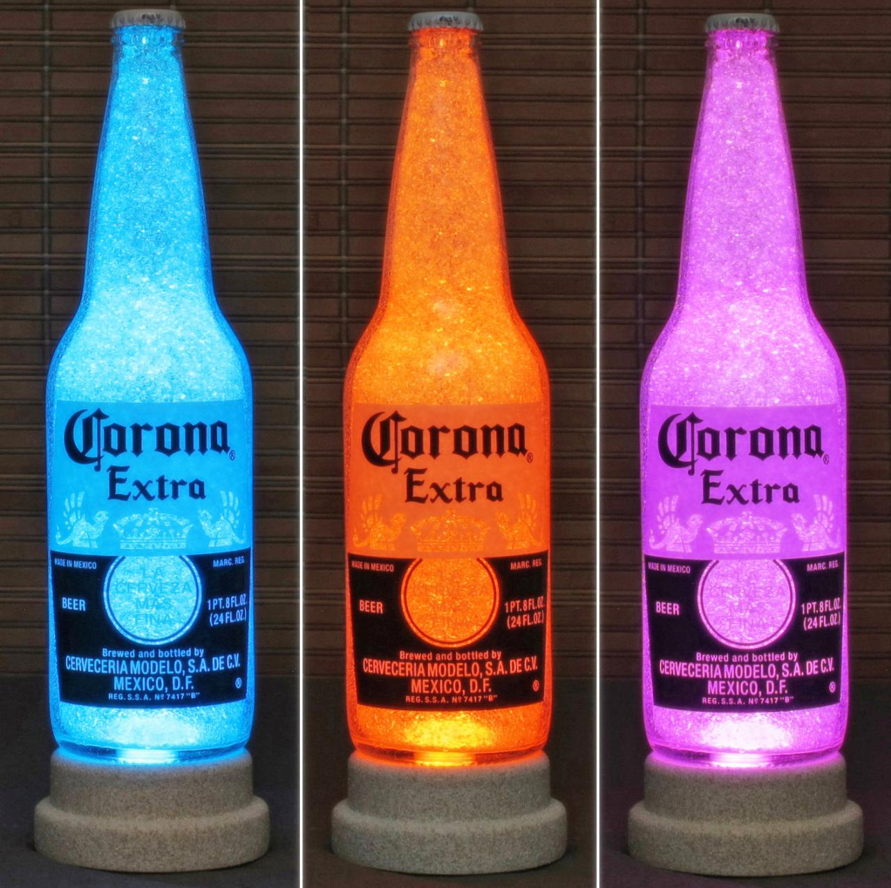 Corona Beer 24oz Remote Controlled Bottle Lamp Light Color Changing LED Mexico Bodacious Bottles