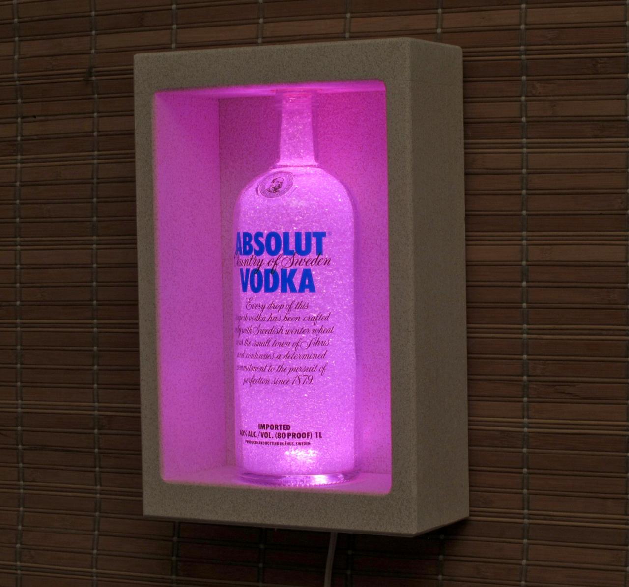 Absolut Vodka Shadowbox Sconce Color Changing Liquor Bottle Lamp Bar Light Led Remote Controlled Eco Friendly Led