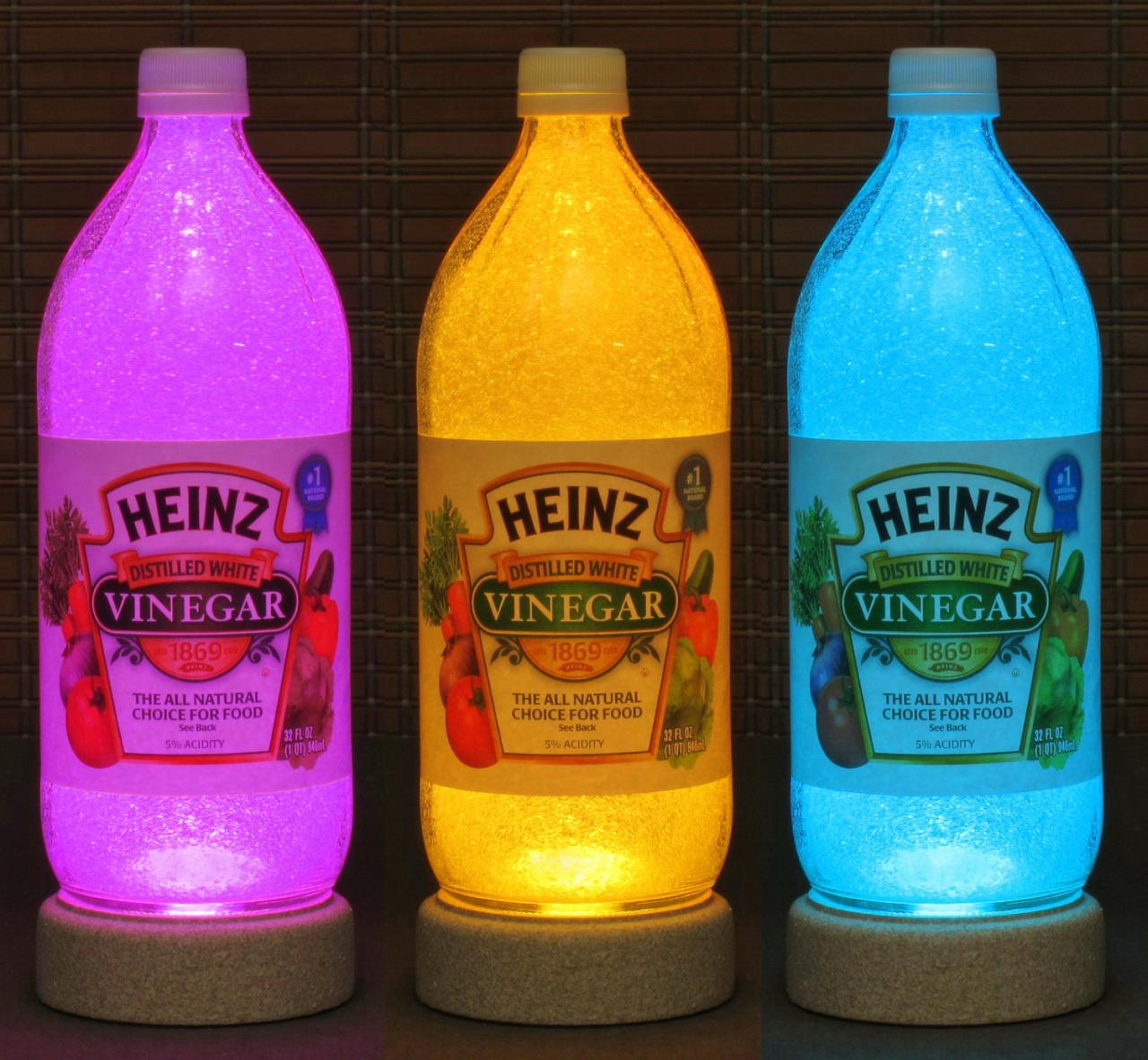 Heinz Vinegar 1 Quart Remote Control Glass Color Changing Bottle Lamp Kitchen Light Restaurant Decor Accent Light Bodacious Bottles