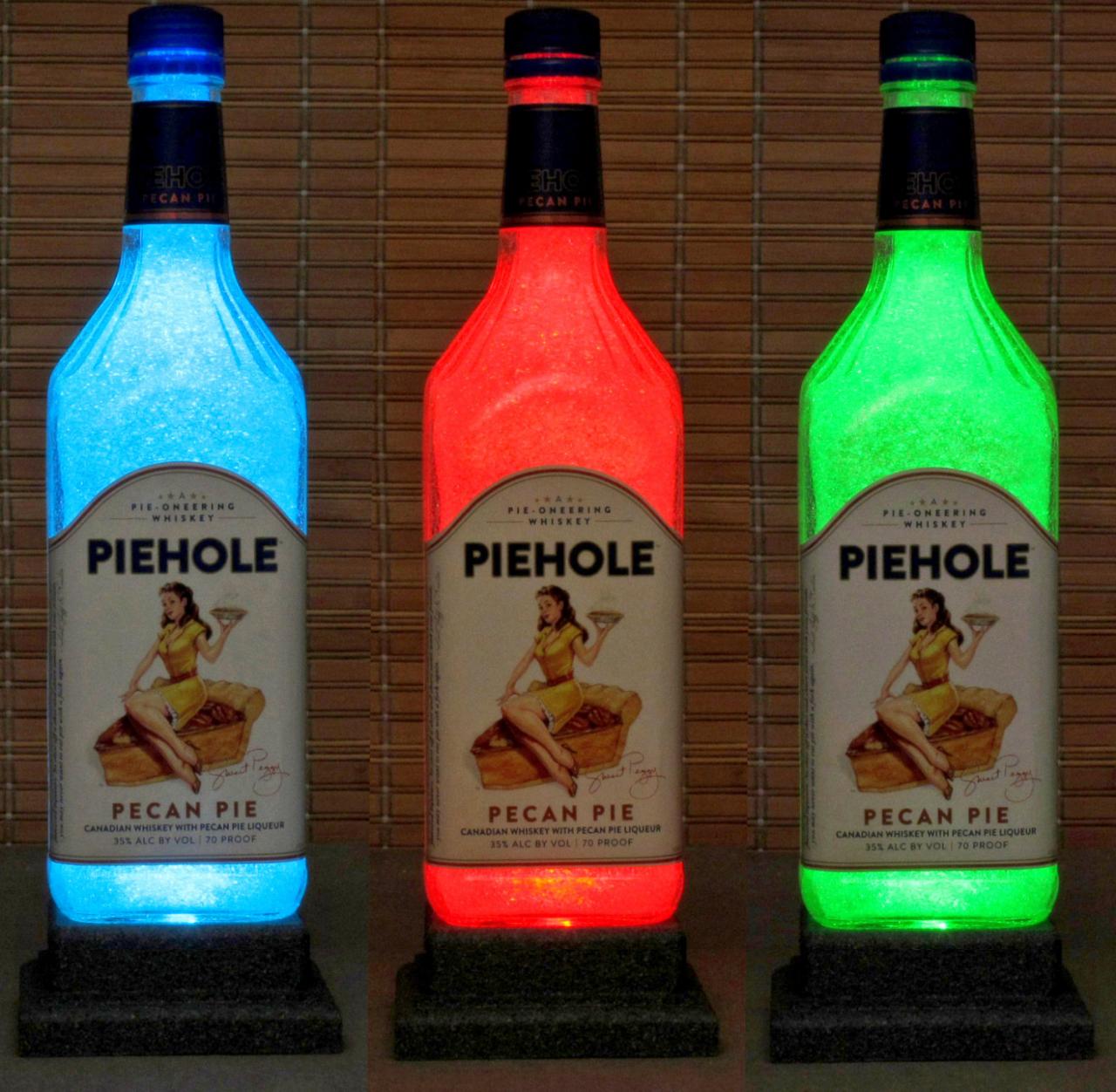 Piehole Pecan Pie Canadian Whiskey W/ Remote Color Changing Led Bottle Lamp Bar Light