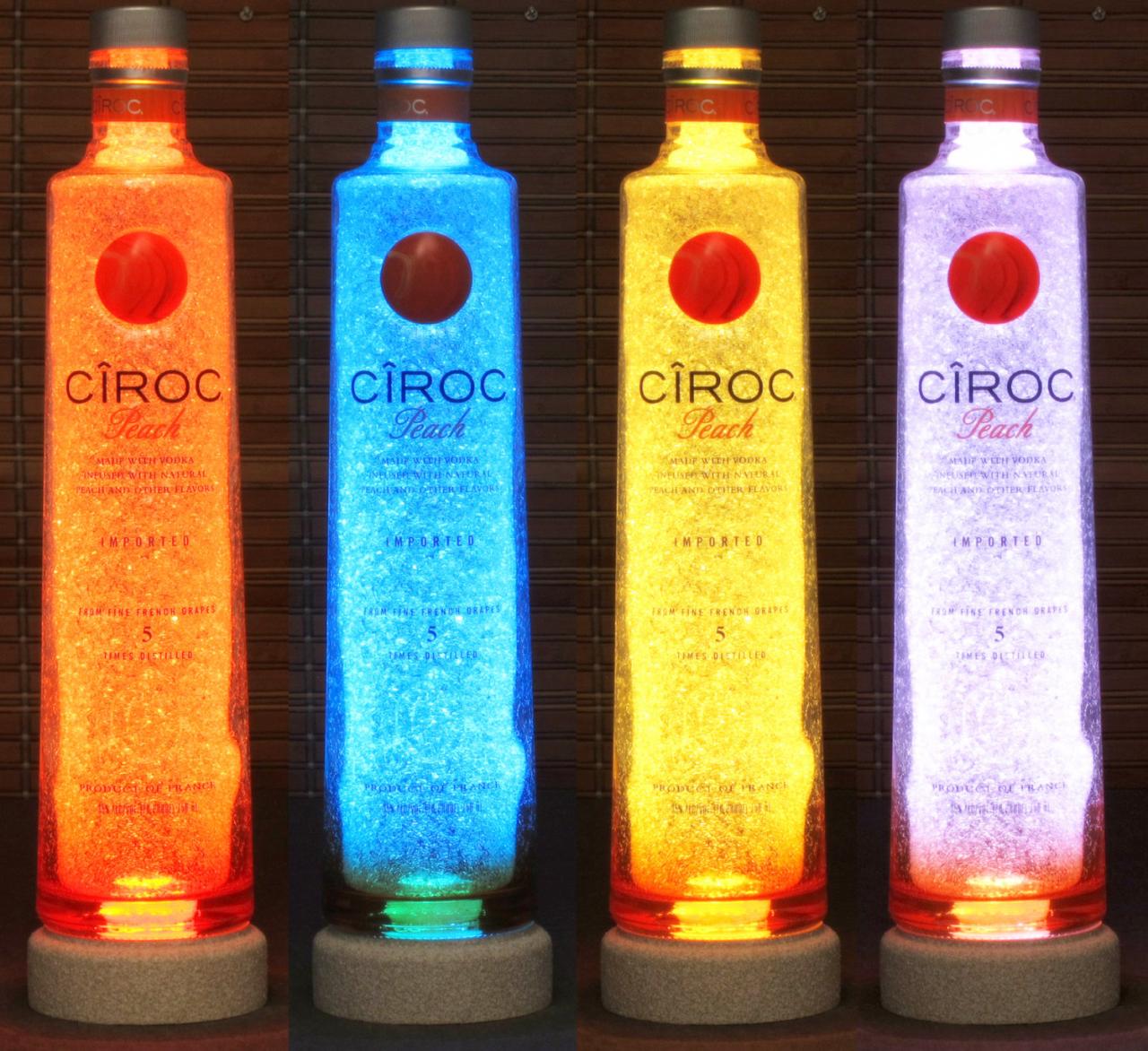 Ciroc Peach Vodka Color Changing RGB LED Remote Controlled Bottle Lamp Bar Light French Vodka