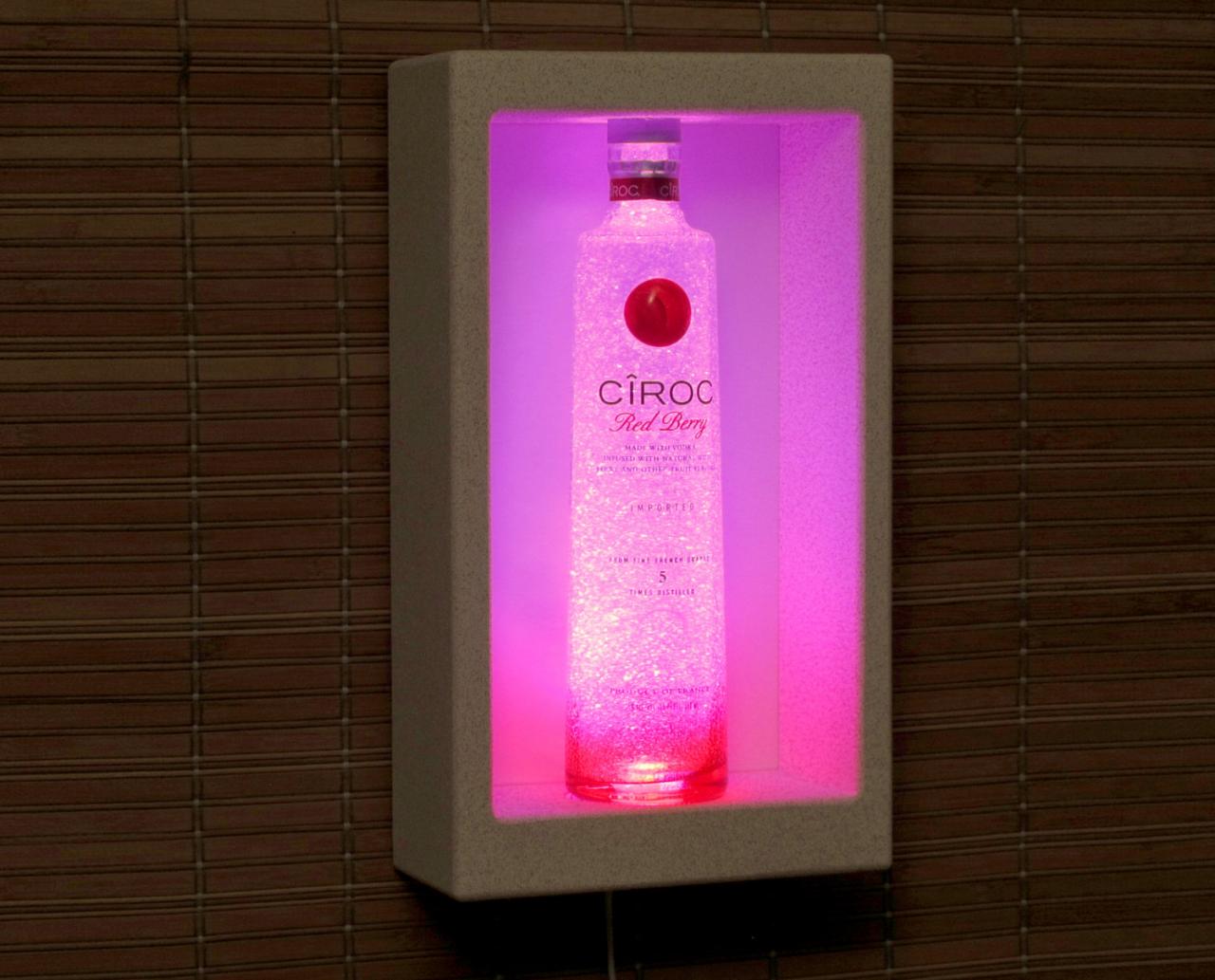 Ciroc Red Berry Vodka Shadowbox Wall Mount Or Tabletop Color Changing Bottle Lamp Bar Light Led Remote Controlled France