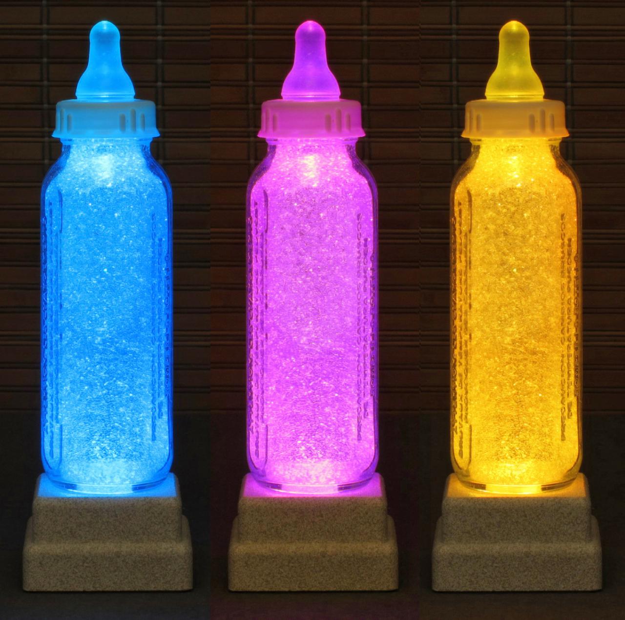 Evenflo Glass Baby Bottle Color Changing Lamp Night Light Remote Control 8 Oz Nursery Night Light