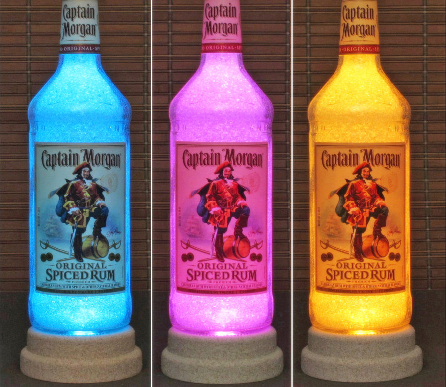 Captain Morgan Spiced Rum Color Changing RGB LED Remote Controlled Bottle Lamp Bar Light