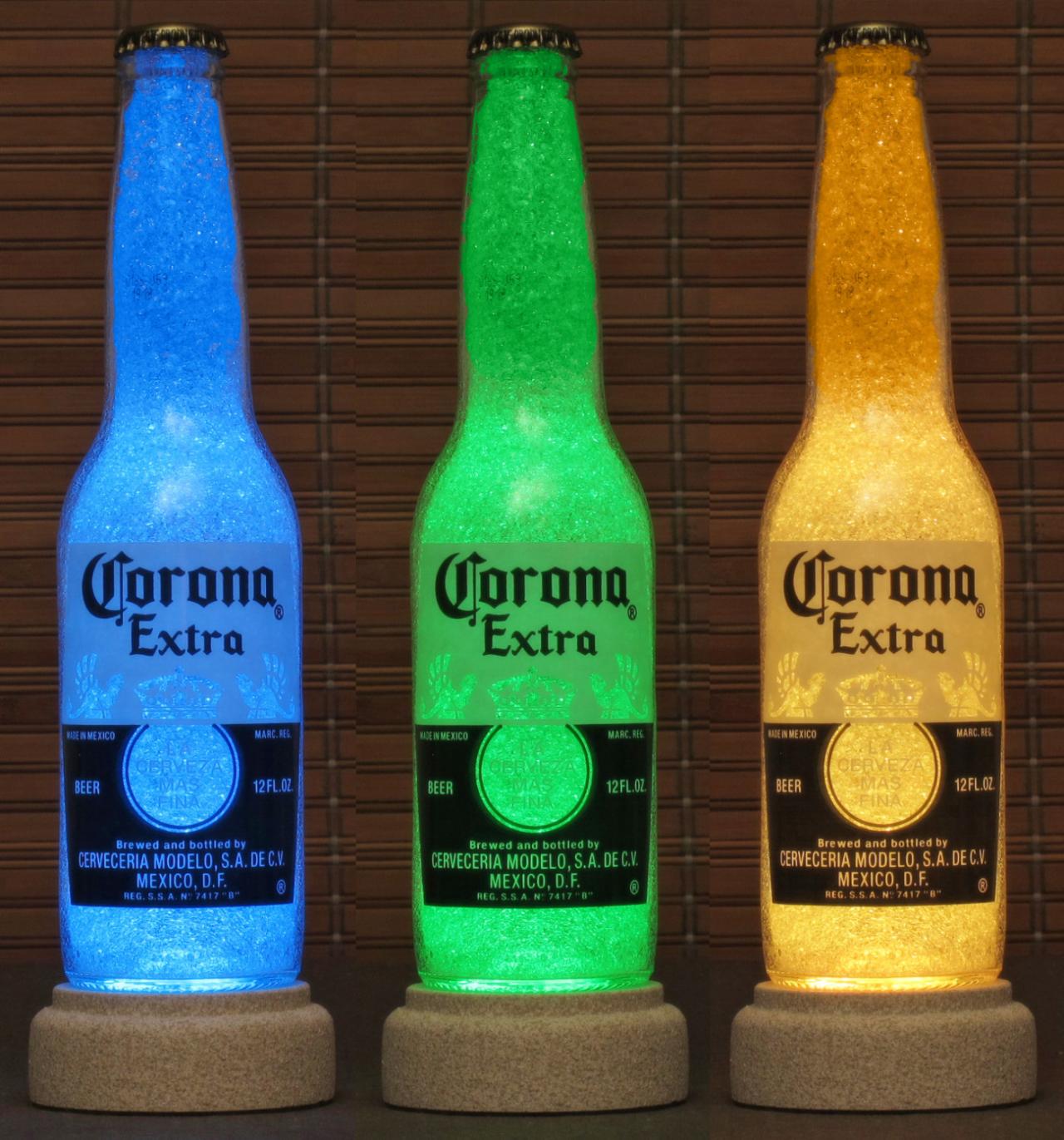 Corona Beer 12 Oz Remote Control Color Changing Bottle Lamp Bar Light Accent Lamp Glass