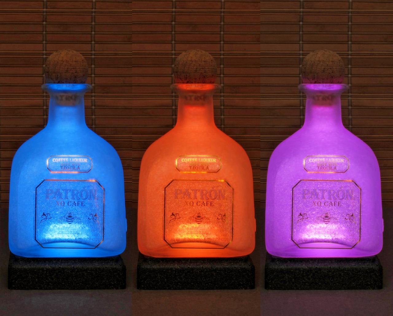 Patron Tequila Xo Cafe Coffee Big 1.75 Liter 16 Color Remote Control Lighted Bottle Lamp Bar Light Bodacious Bottles