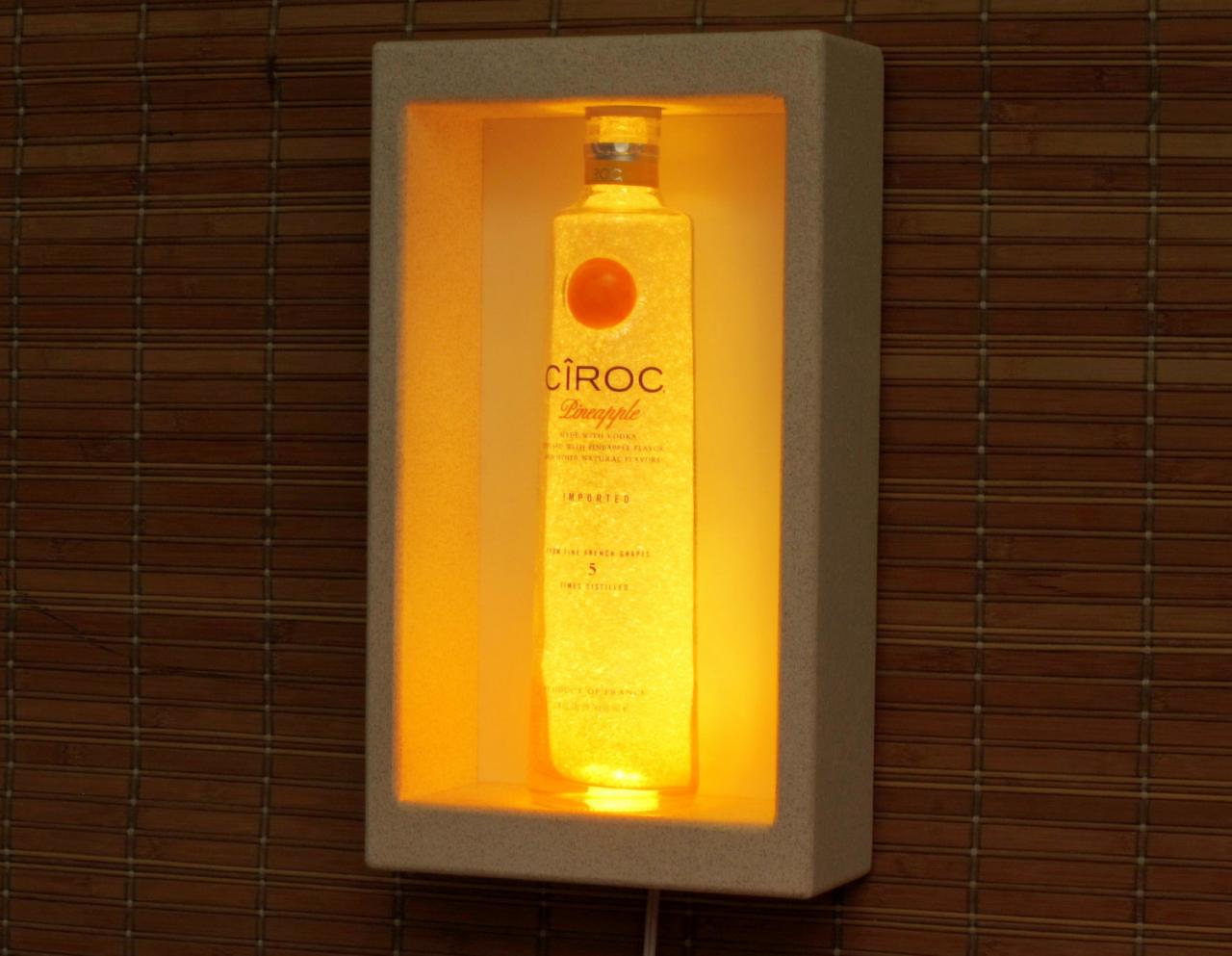 Ciroc Pineapple Vodka Shadowbox Wall Mount Or Tabletop Color Changing Bottle Lamp Bar Light Led Remote Controlled France
