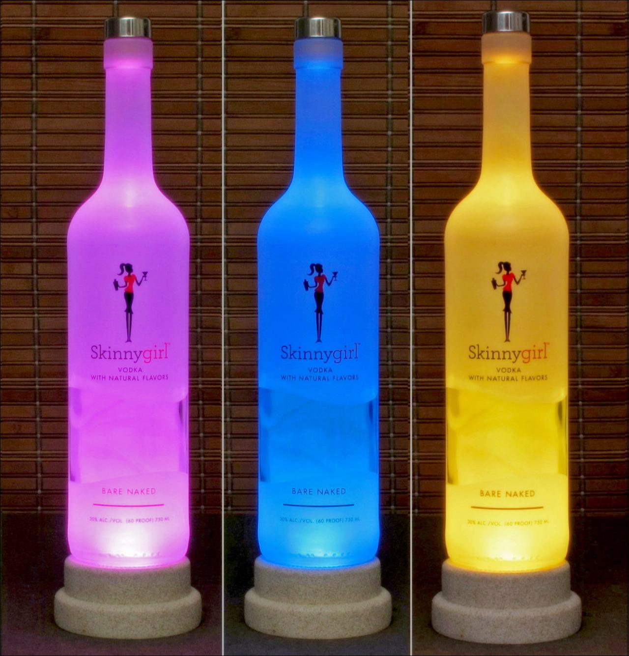 Skinny Girl Bare Naked Vodka Color Changing Remote Control LED Bottle Lamp Light, party light, accent light