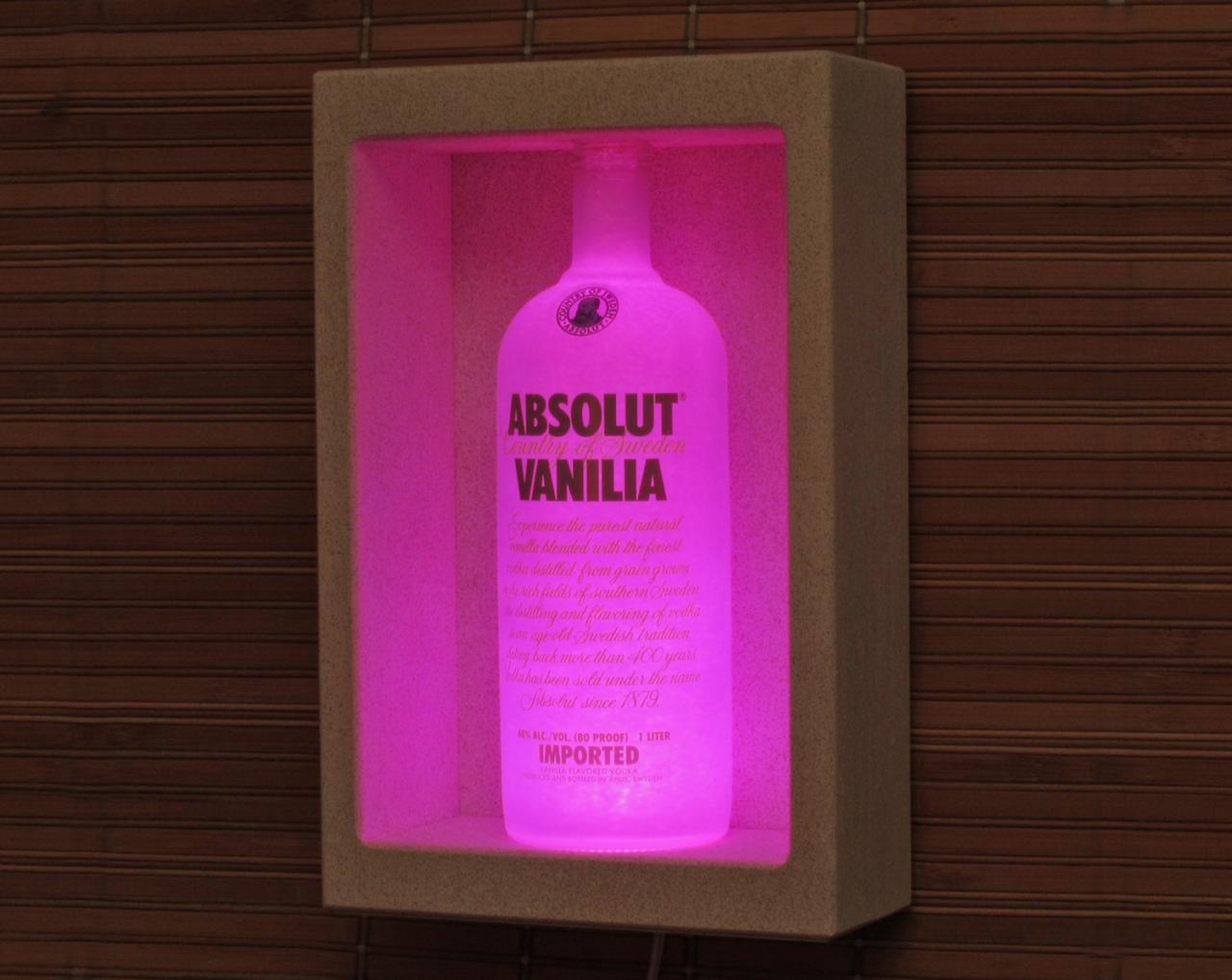 Absolut Vanilia Vodka Shadow Box Sconce Color Changing Liquor Bottle Lamp Bar Light Led Remote Controlled Eco Friendly Led