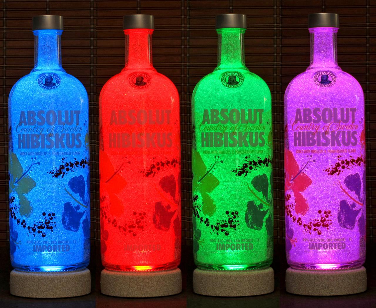 Absolut Hibiskus Hibiscus Vodka Color Changing Led Bottle Lamp Remote Control Bar Light Man Cave Lighting Bodacious Bottles