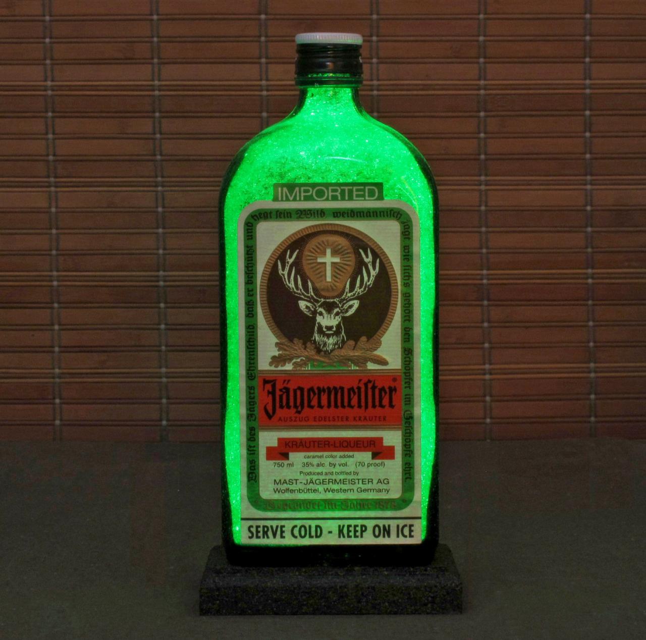 Jagermeister Liqueur 1 Liter Led Bottle Lamp Light Bar Sign Man Cave Sparkle Germany