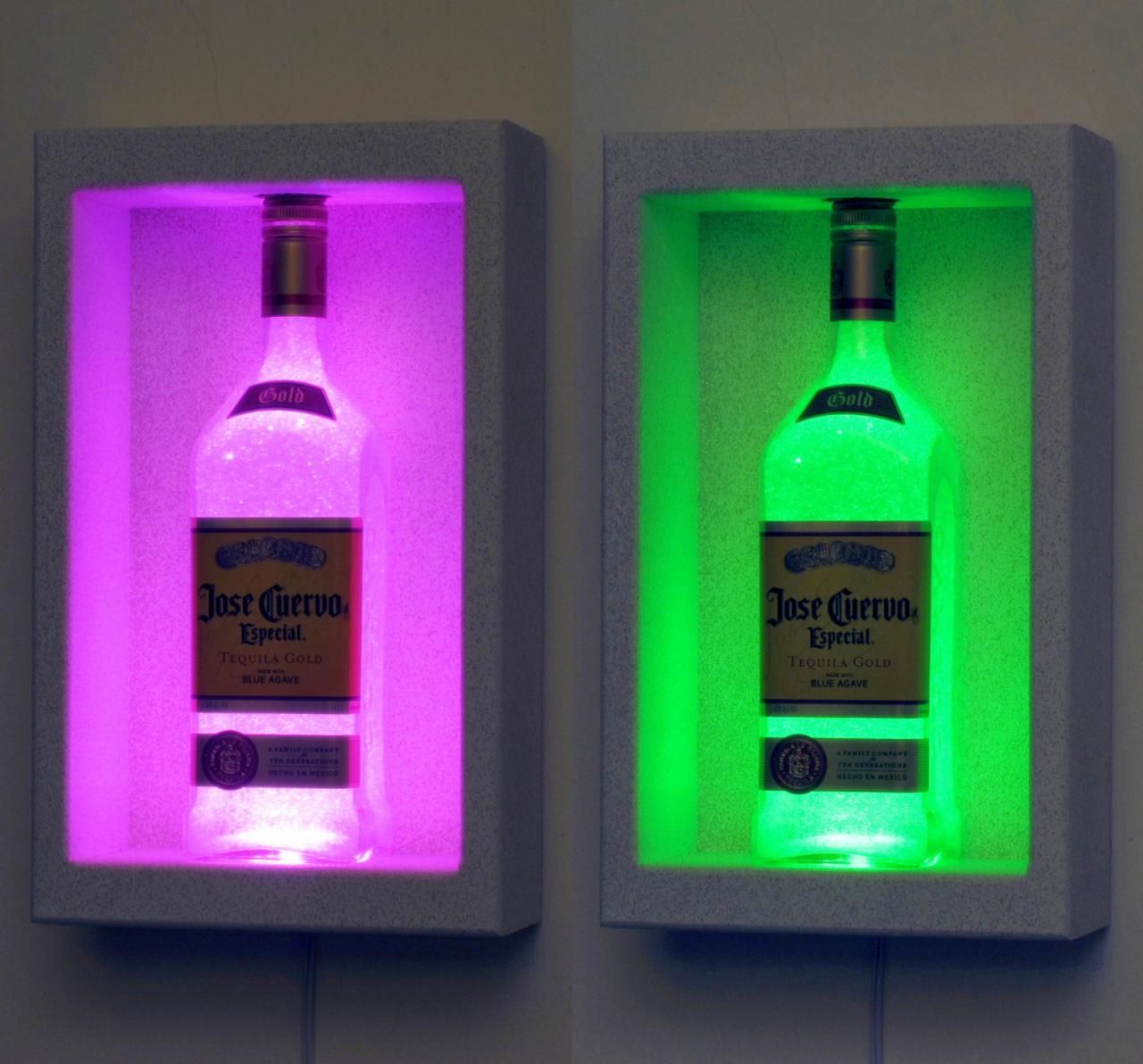 Jose Cuervo Tequila Shadow box Sconce Color Changing Lighted Bottle Lamp Bar Light LED Remote Controlled Eco Friendly LED 