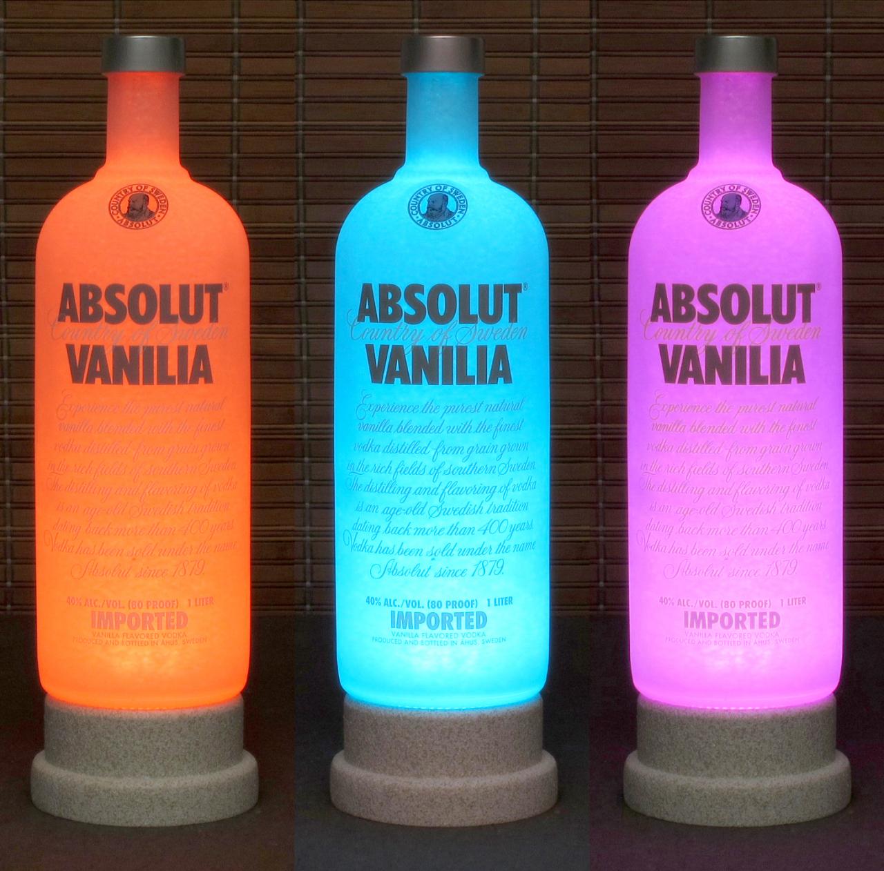 Absolut Vanilla Vodka Color Changing Led Remote Controlled Led Bottle Lamp /bar Light Bodacious Bottles-