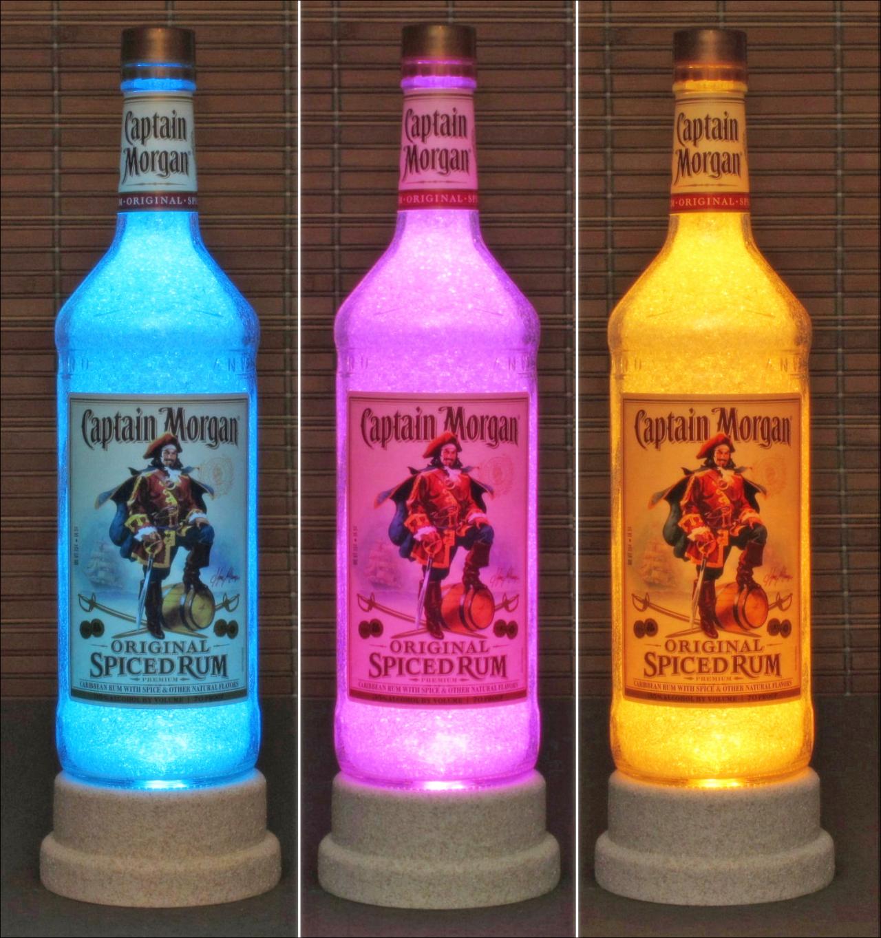 Captain Morgan Rum Color Changing Bottle Lamp Bar Light Led Remote Controlled Bodacious Bottles