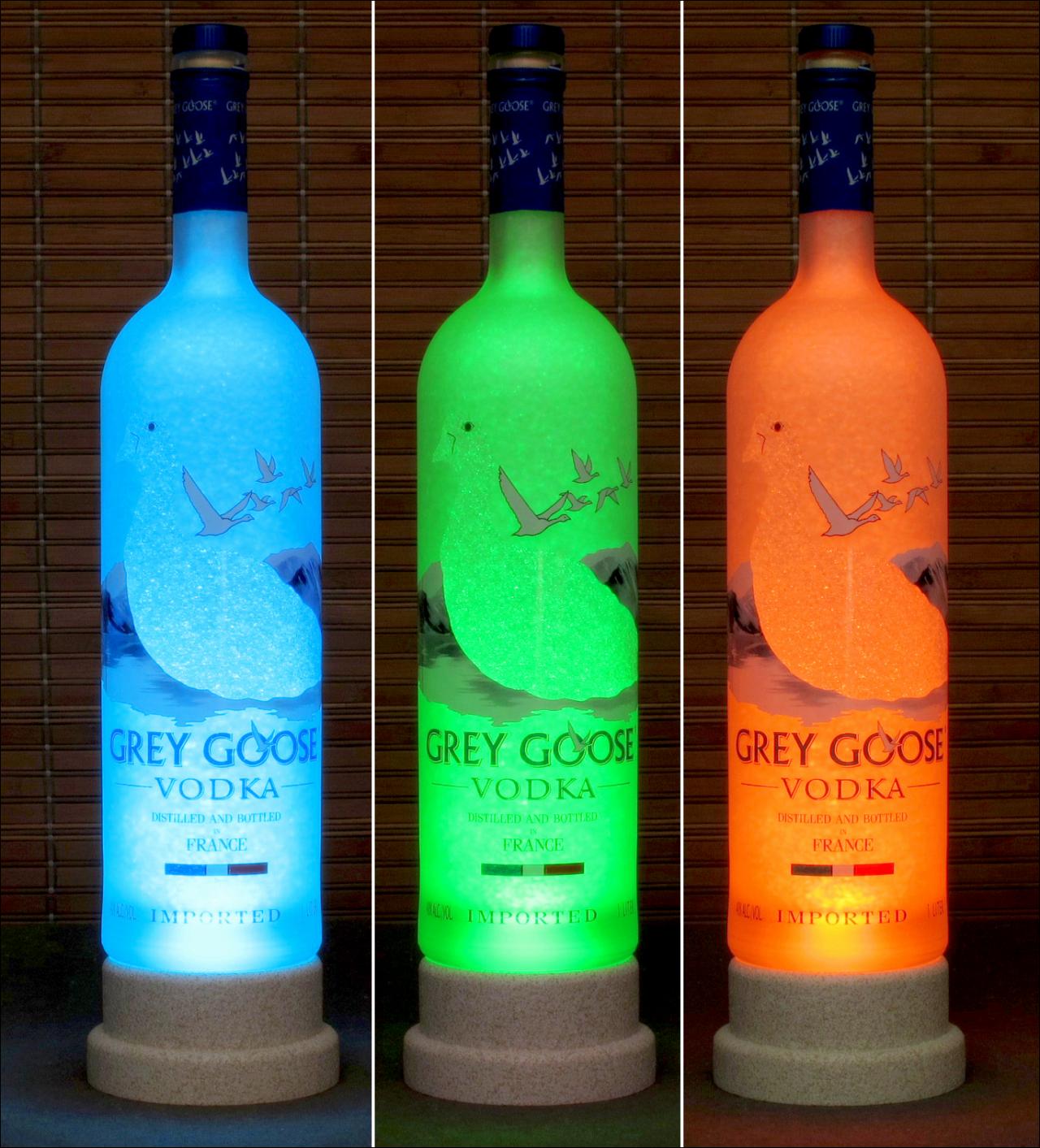 Grey Goose Vodka Color Changing Led Remote Controlled Bottle Lamp/bar Light Bodacious Bottles-