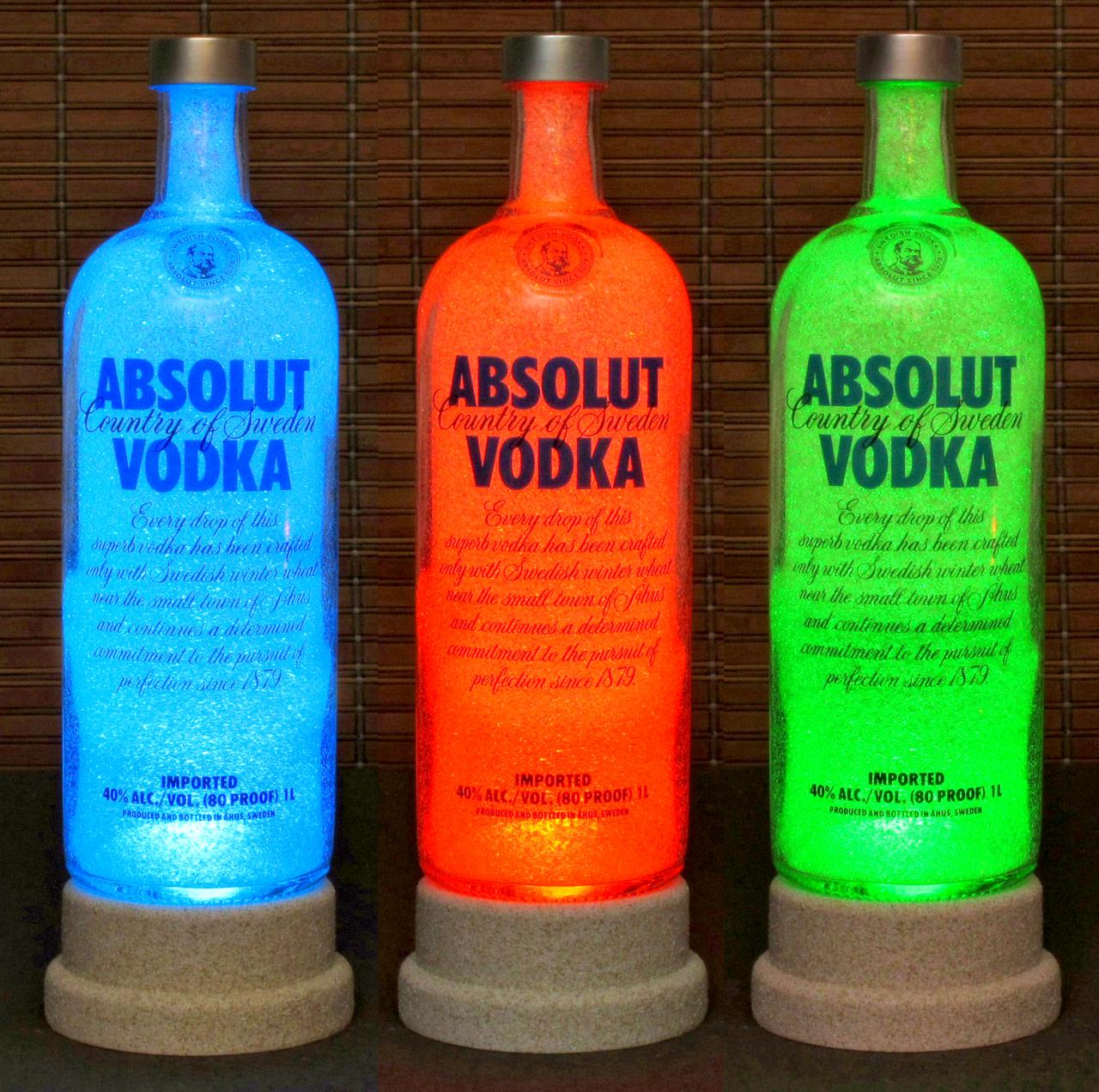 Absolut Vodka Color Changing Led Remote Controlled Bottle Lamp Bar