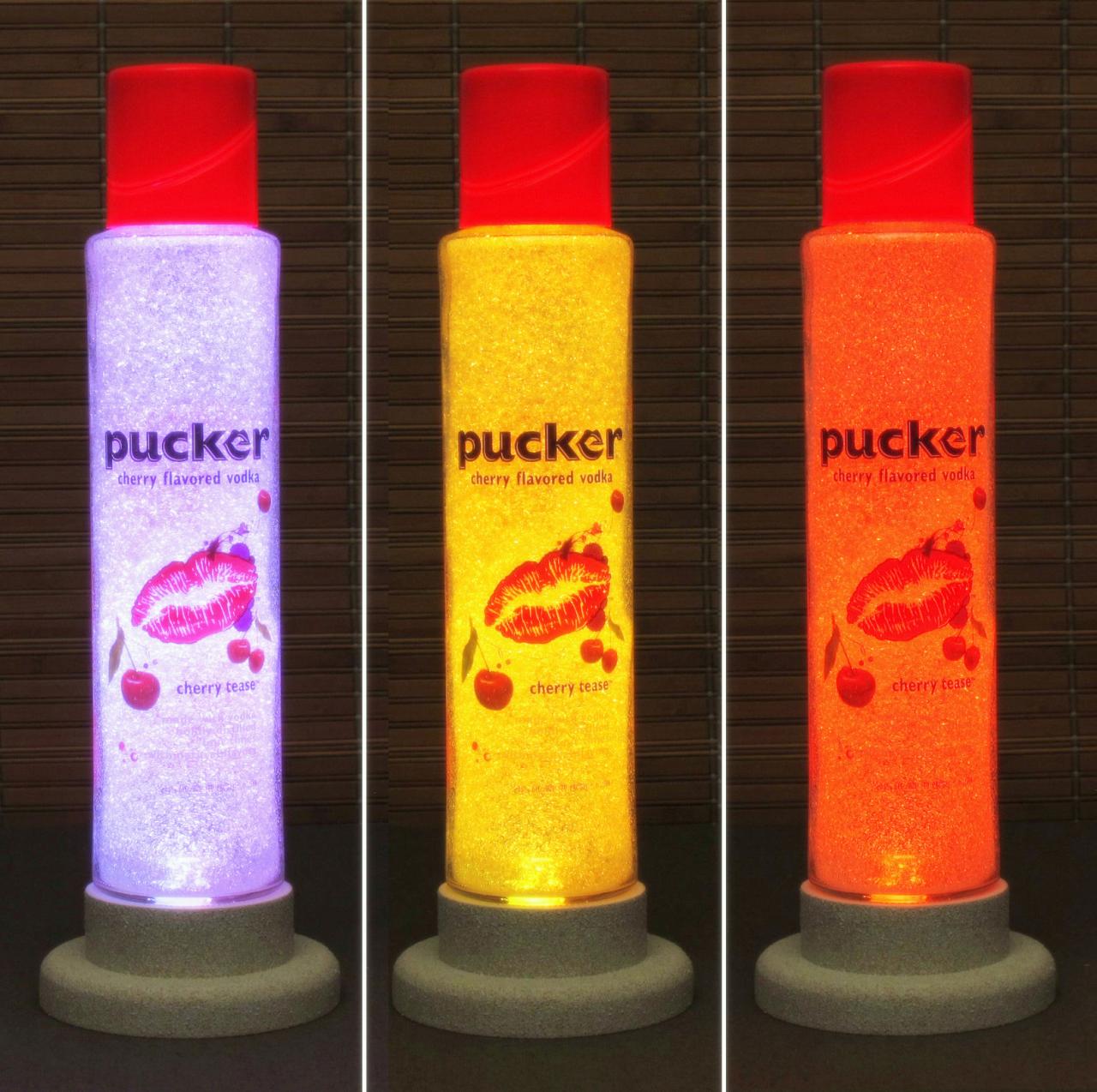 Pucker Cherry Tease Vodka Color Changing Led Remote Controlled Bottle Lamp/bar Light Bodacious Bottles