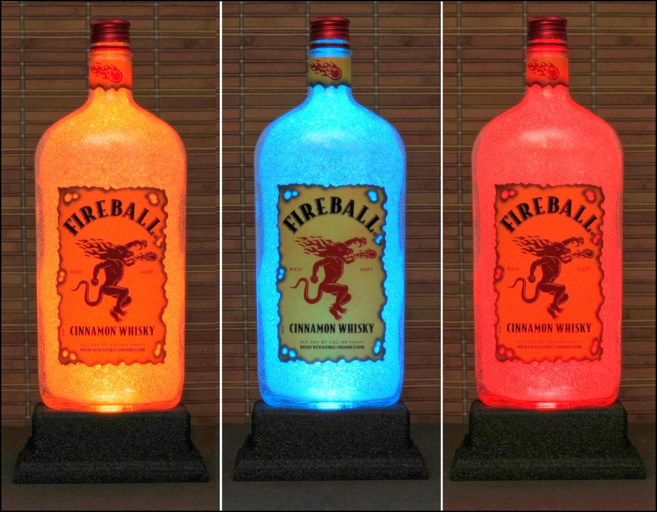 Fireball Cinnamon Whiskey Color Changing Led Remote Controlled Bottle Lamp Bar Light Bodacious Bottles