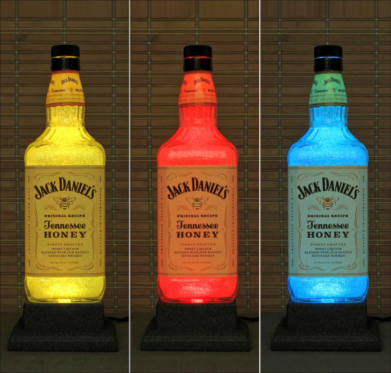 Jack Daniels Tennesse Honey Whiskey Color Changing Led Remote Controlled Bottle Lamp/bar Light Bodacious Bottles-