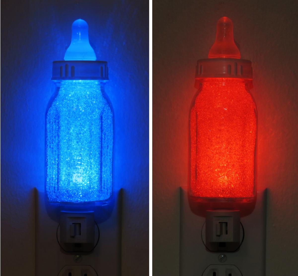 Infant Baby Bottle Blue Or Red Night Light-lamp Boy Girl Led-nursery Shower Gift