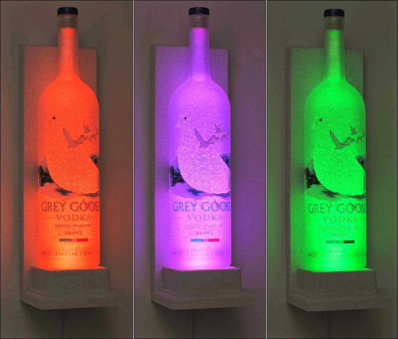 Grey Goose Wall Mount Vodka Color Changing Led Remote Control Lamp Bar Light Bodacious Bottles-