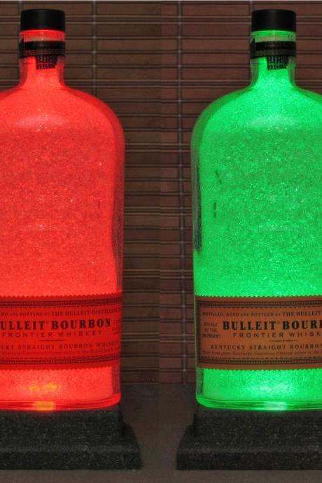 Bulleit Bourbon Kentucky Whiskey LED Remote Color Changing Liquor Bottle Lamp Bar Light