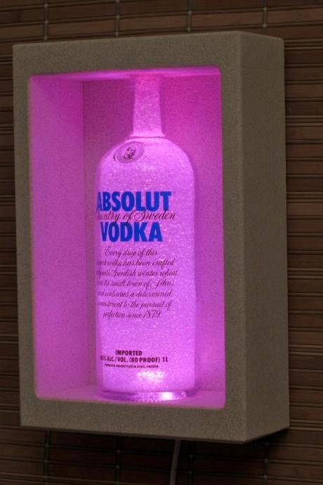 Absolut Vodka Shadowbox Sconce Color Changing Liquor Bottle Lamp Bar Light Led Remote Controlled Eco Friendly Led